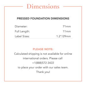 Pressed Foundation compact with dimensions of 71mm diameter and 11mm length, featuring a 1.2-inch label size. This sleek, portable foundation compact is designed for easy application and on-the-go use, offering full coverage and a smooth matte finish. Ideal for professional makeup artists and beauty enthusiasts, the compact provides a high-quality, long-lasting formula with buildable coverage. Vegan, cruelty-free, and made in the USA with clean beauty standards, using ethically sourced, non-toxic ingredients. Perfect for private label cosmetic brands looking to offer premium, sustainable foundations in a convenient, eco-friendly packaging design.
