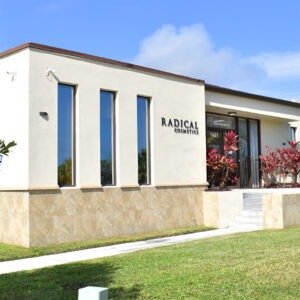 Exterior of Radical Cosmetics’ manufacturing facility in Fort Pierce, Florida, USA. A leading private label and white label cosmetics manufacturer specializing in luxury, clean beauty, organic, vegan, and cruelty-free beauty products.