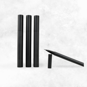 Radical Cosmetics clean beauty eye makeup collection featuring black liquid eyeliner pen, black mascara, brown mascara, and waterproof black mascara — cruelty-free, paraben-free, and made in the USA.