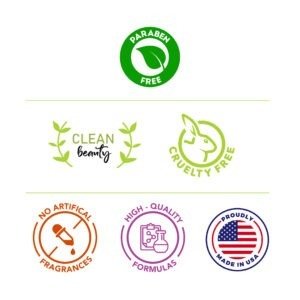 Infographic showcasing Radical Cosmetics’ commitment to clean beauty – featuring icons for paraben-free, cruelty-free, high-quality formulas, and proudly made in the USA. This visual highlights our dedication to offering non-toxic, cruelty-free makeup and skincare solutions with clean ingredients. Perfect for consumers seeking eco-conscious, high-performance beauty products that are ethically sourced, sustainable, and long-lasting.