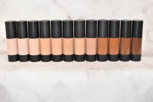 Full Size New Liquid Foundation Sample Kit by Radical Cosmetics – discover the perfect match with a selection of foundation shades designed for a range of skin tones. Each sample provides smooth, buildable coverage with a hydrating, long-lasting formula. Clean beauty, cruelty-free, paraben-free, and made in the USA. This kit includes a variety of shades from light to deep tones, including neutral, warm, and cool undertones, ideal for finding your perfect foundation shade.