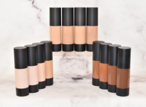 Full Size New Liquid Foundation Sample Kit by Radical Cosmetics – discover the perfect match with a selection of foundation shades designed for a range of skin tones. Each sample provides smooth, buildable coverage with a hydrating, long-lasting formula. Clean beauty, cruelty-free, paraben-free, and made in the USA. This kit includes a variety of shades from light to deep tones, including neutral, warm, and cool undertones, ideal for finding your perfect foundation shade.