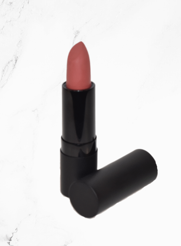 Nude Rose Lipstick by Radical Cosmetics – soft nude rose shade with a satin finish, clean beauty formula, made in the USA for a smooth, natural look.