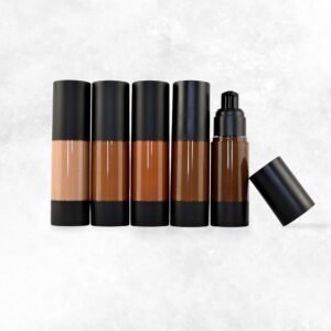 Radical Cosmetics Complete Deep Foundation Kit – five clean beauty foundation shades for dark skin tones, cruelty-free and made in the USA.