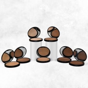Radical Cosmetics Dark Pressed Foundation Kit – seven clean beauty shades for deep to dark skin tones. Natural, buildable coverage, cruelty-free, paraben-free, and made in the USA.