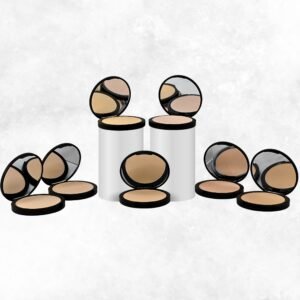 Radical Cosmetics Light Pressed Foundation Kit – seven clean beauty shades for fair to light skin tones. Buildable, natural coverage, cruelty-free, paraben-free, made in the USA.