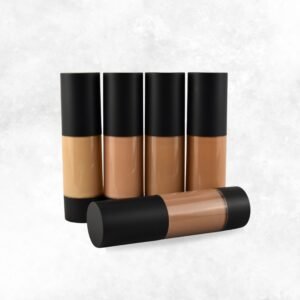 Complete Medium Foundation Kit by Radical Cosmetics – five clean beauty foundation samples including pressed powder, liquid foundation, concealer, and tinted moisturizer in medium skin tone shades. Talc-free, paraben-free, cruelty-free, and made in the USA.