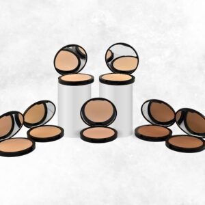 Radical Cosmetics Medium Pressed Foundation Kit – seven clean beauty shades for medium skin tones. Buildable, natural coverage, cruelty-free, paraben-free, and made in the USA.