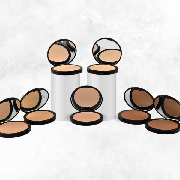 Radical Cosmetics Medium Pressed Foundation Kit – seven clean beauty shades for medium skin tones. Buildable, natural coverage, cruelty-free, paraben-free, and made in the USA.