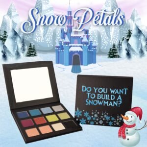 “Radical Cosmetics Snow Petals Eyeshadow Palette – 12 Frozen inspired shades including icy blues, shimmering silvers, bold jewel tones, and everyday neutrals.