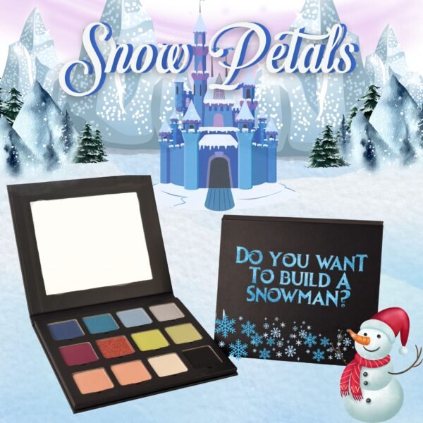 “Radical Cosmetics Snow Petals Eyeshadow Palette – 12 Frozen inspired shades including icy blues, shimmering silvers, bold jewel tones, and everyday neutrals.