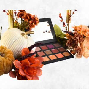 “Fireside Nights Eyeshadow Palette by Radical Cosmetics featuring 12 warm, high-pigment shades including Charmed, Wine, Bronze, and Rose Gold, cruelty-free, paraben-free, and made in the USA for fall-inspired eye looks