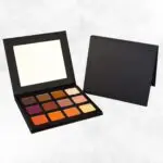 Pumpkin Spice Eyeshadow Palette by Radical Cosmetics featuring 12 warm fall shades including Bronze, Coffee, Sandy, and Henna, cruelty-free, paraben-free, and made in the USA for autumn-inspired eye looks.”