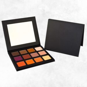 Pumpkin Spice Eyeshadow Palette by Radical Cosmetics featuring 12 warm fall shades including Bronze, Coffee, Sandy, and Henna, cruelty-free, paraben-free, and made in the USA for autumn-inspired eye looks.”
