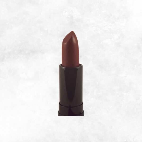 Close-up of Scarlet Affair lipstick in a sleek tube, showcasing its rich, bold red shade with a smooth, creamy finish.
